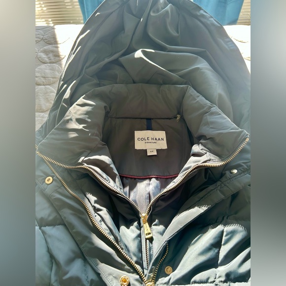 TALL Cole Haan Signature Long Down Hooded Puffer Heavy Duty Winter Coat LIKE NEW - Picture 2 of 12